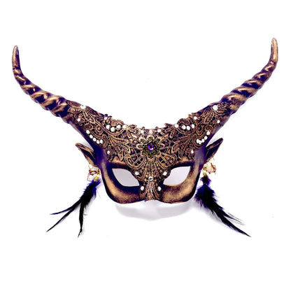 Ram Goat Steampunk Masquerade Mask Devil Headpiece Mask For Costume Halloween Horror Demon Party