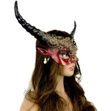 Couples Masquerade Masks, Men Women Devil Demon Goat Horn Costume Mask For Halloween Cosplay Party