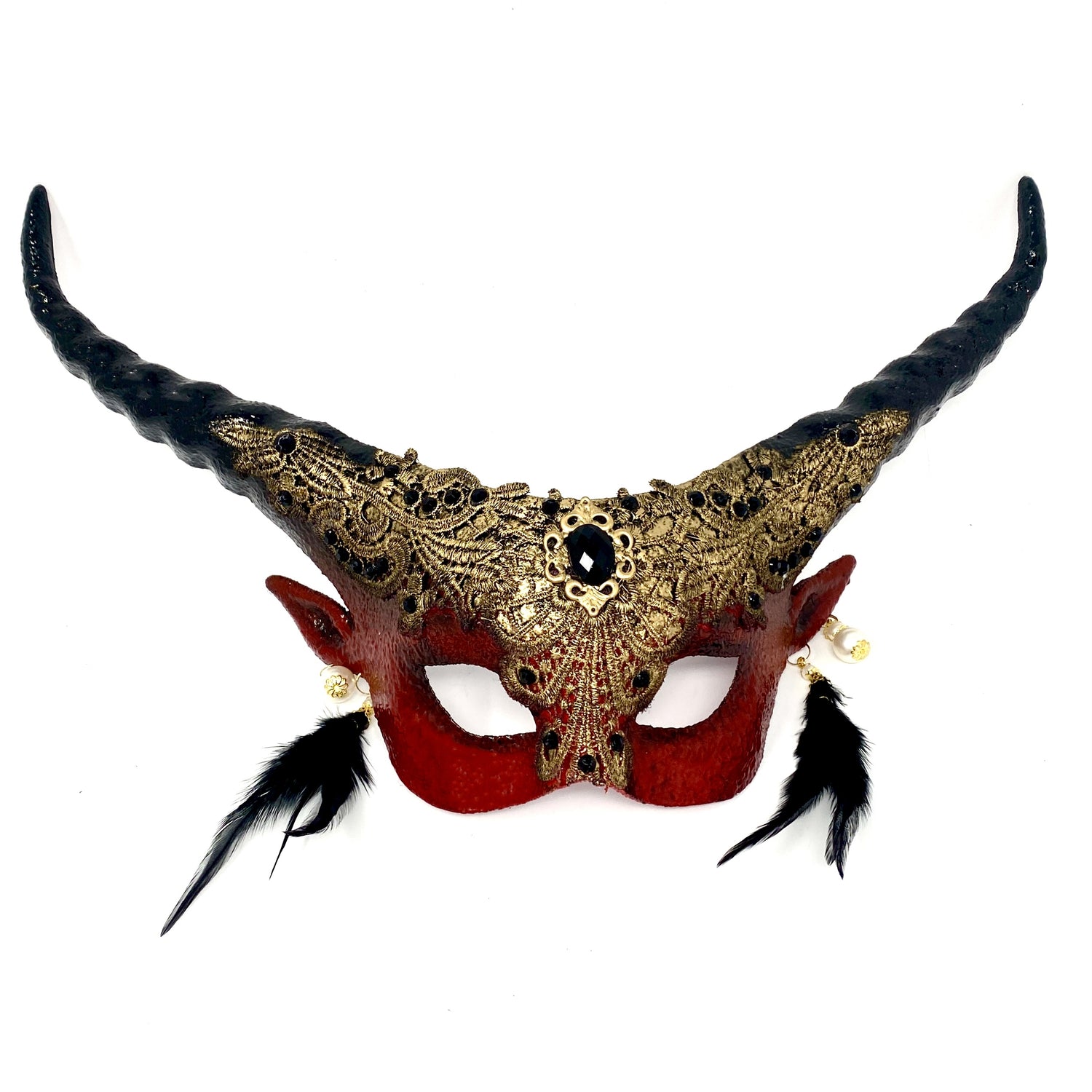 Couples Masquerade Masks, Men Women Devil Demon Goat Horn Costume Mask For Halloween Cosplay Party