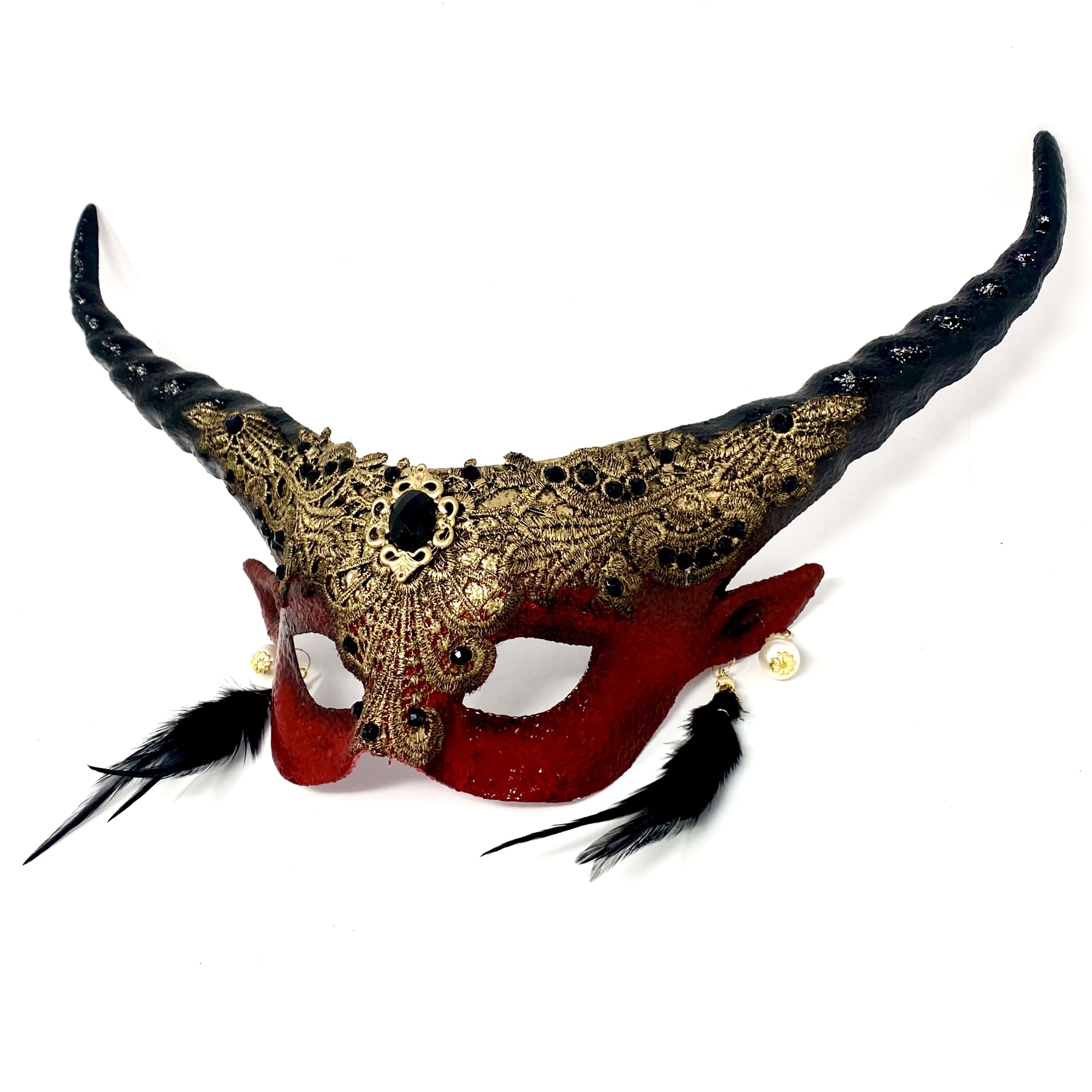 Couples Masquerade Masks, Men Women Devil Demon Goat Horn Costume Mask For Halloween Cosplay Party