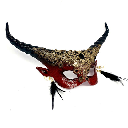 Couples Masquerade Masks, Men Women Devil Demon Goat Horn Costume Mask For Halloween Cosplay Party