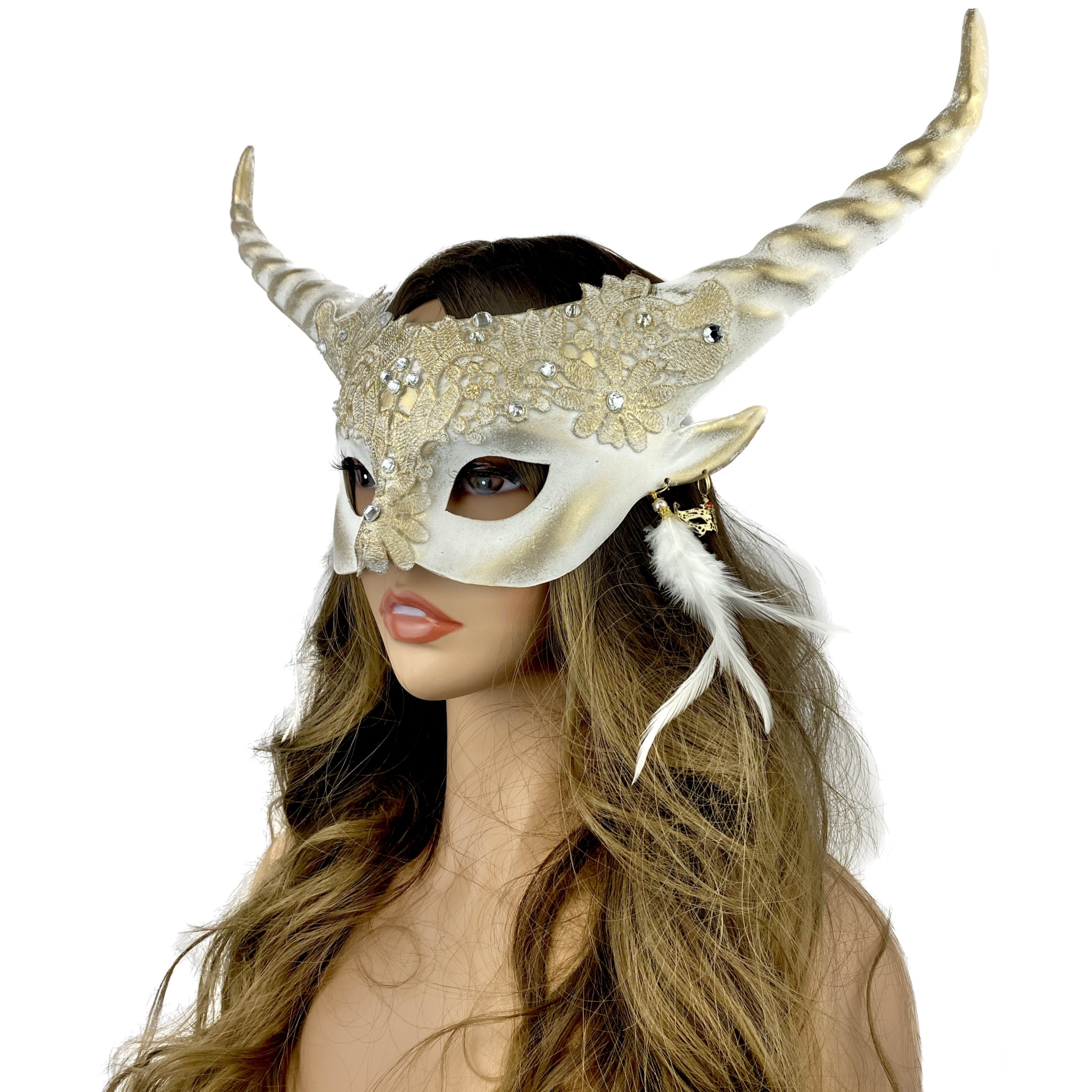 Ram Goat Steampunk Masquerade Mask Devil Headpiece Mask For Costume Halloween Horror Demon Party