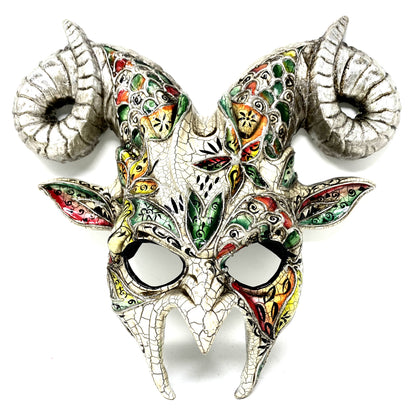 Silver Krampus Ram Horn Goat Masquerade Devil Party Mask Demon Costume For Halloween
