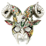 Cooper Krampus Ram Goat Demon with Horns Devil Halloween Masquerade Mask, Demonic Horned Devil Metallic Finish Mask