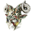 Cooper Krampus Ram Goat Demon with Horns Devil Halloween Masquerade Mask, Demonic Horned Devil Metallic Finish Mask