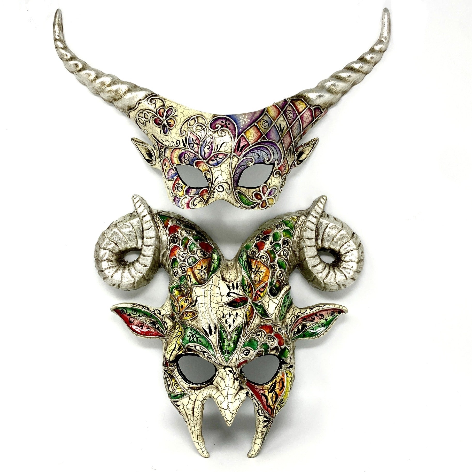 Couples Masquerade Masks, Men Women Devil Demon Goat Horn Costume Part ...