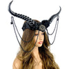 Steampunk Style Luxury Metallic Ram Goat Horn Devil Headband Halloween Costume Masquerade Cosplay Prom Ball Party