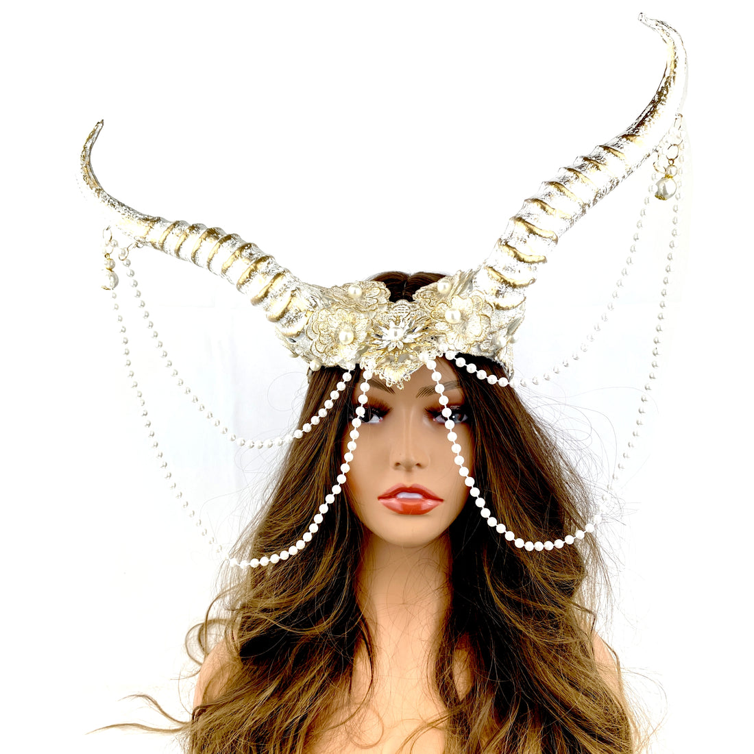 Steampunk Style Luxury Metallic Ram Goat Horn Devil Headband Halloween Costume Masquerade Cosplay Prom Ball Party