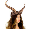 Copper Steampunk Style Luxury Metallic Ram Goat Horn Devil Headband Halloween Costume Masquerade Cosplay Prom Ball Party