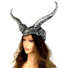 Silver Steampunk Style Luxury Metallic Ram Goat Horn Devil Headband Halloween Costume Masquerade Cosplay Prom Ball Party