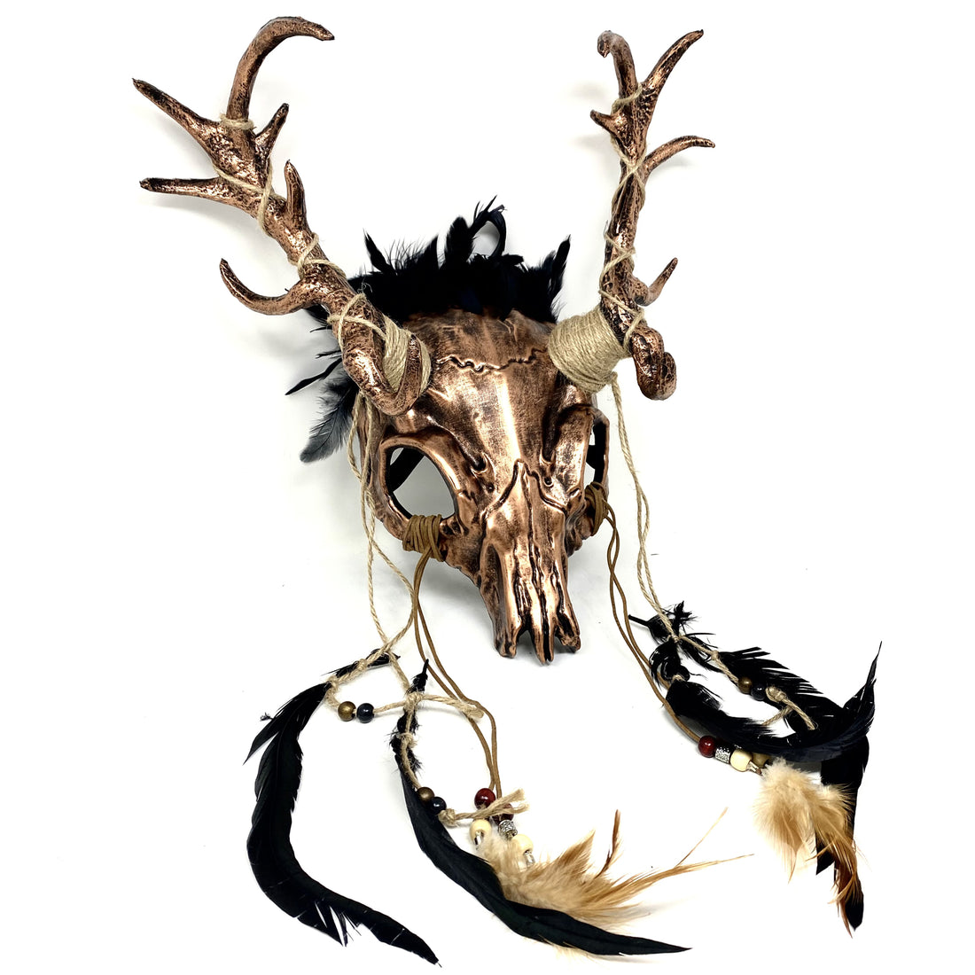 Krampus Ram Goat Demon with Horns Devil Halloween Masquerade Mask, Demonic Horned Devil Metallic Finish Mask