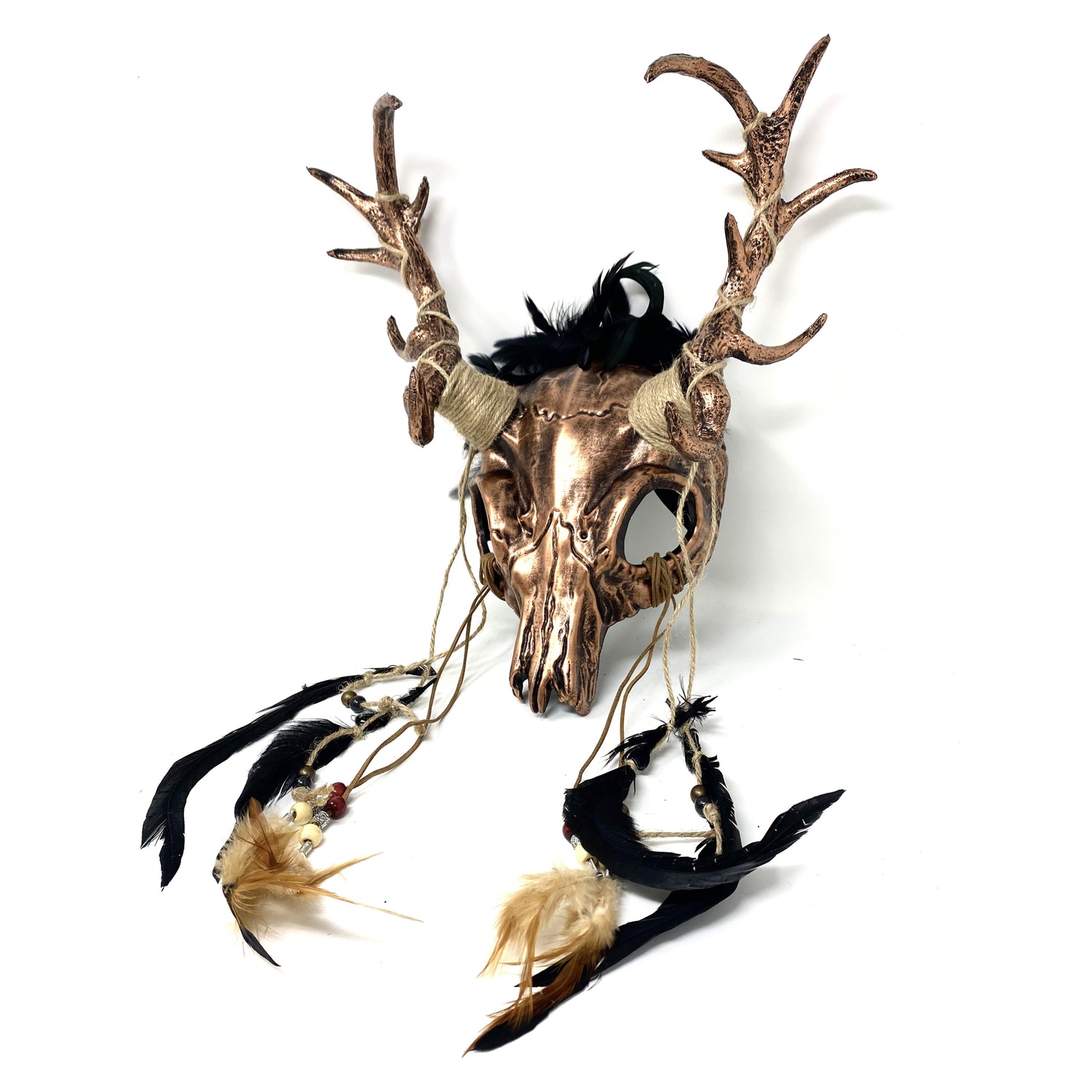 Krampus Ram Goat Demon with Horns Devil Halloween Masquerade Mask, Demonic Horned Devil Metallic Finish Mask