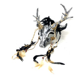 Silver Krampus Ram Goat Demon with Horns Devil Halloween Masquerade Mask, Demonic Horned Devil Metallic Finish Mask