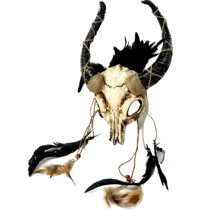 Beige Krampus Ram Goat Horns Devil Halloween Masquerade Party Mask
