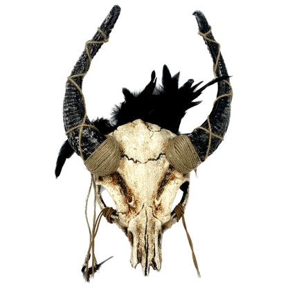 Beige Krampus Ram Goat Horns Devil Halloween Masquerade Party Mask