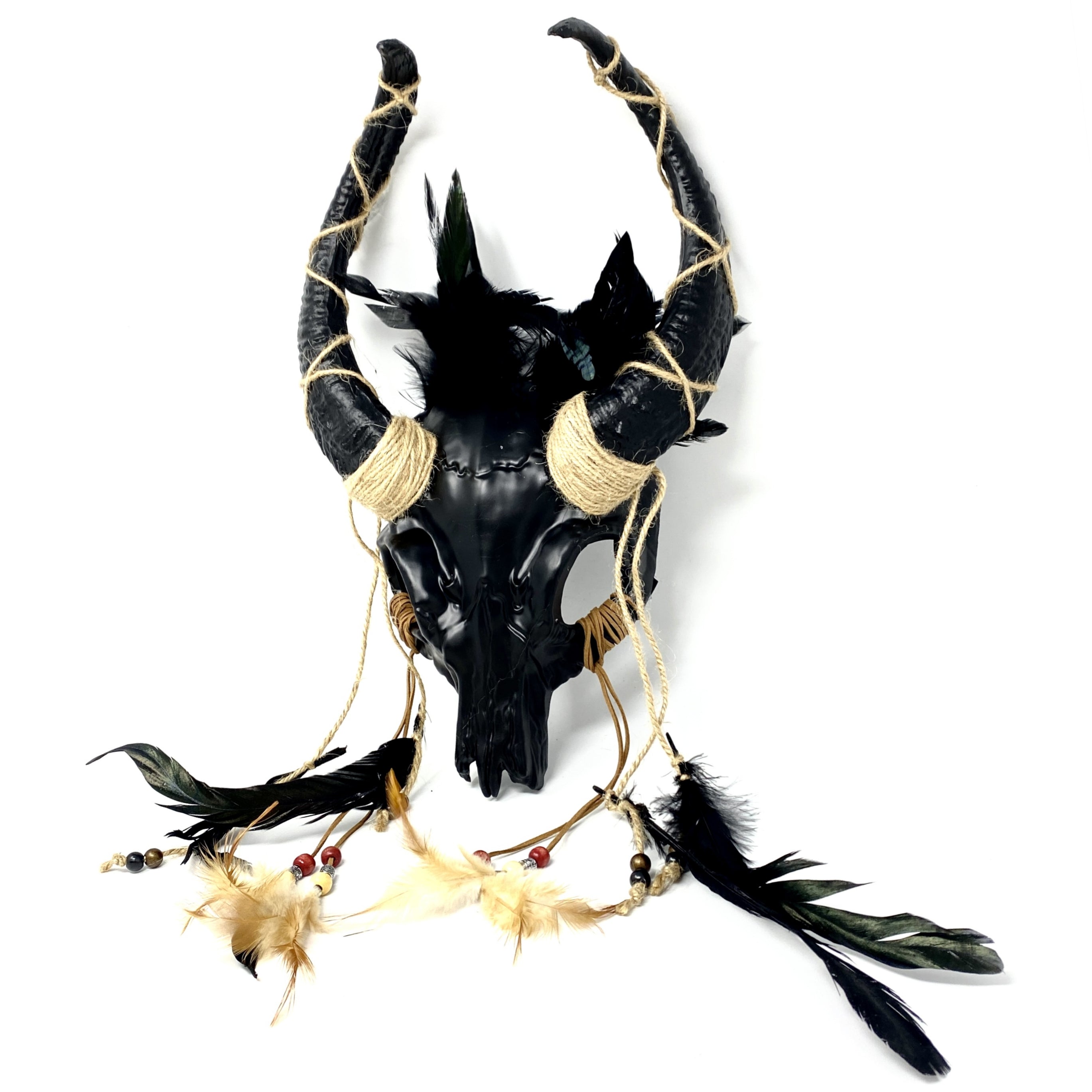 Krampus Ram Goat Demon with Horns Devil Halloween Masquerade Mask, Demonic Horned Devil Metallic Finish Mask