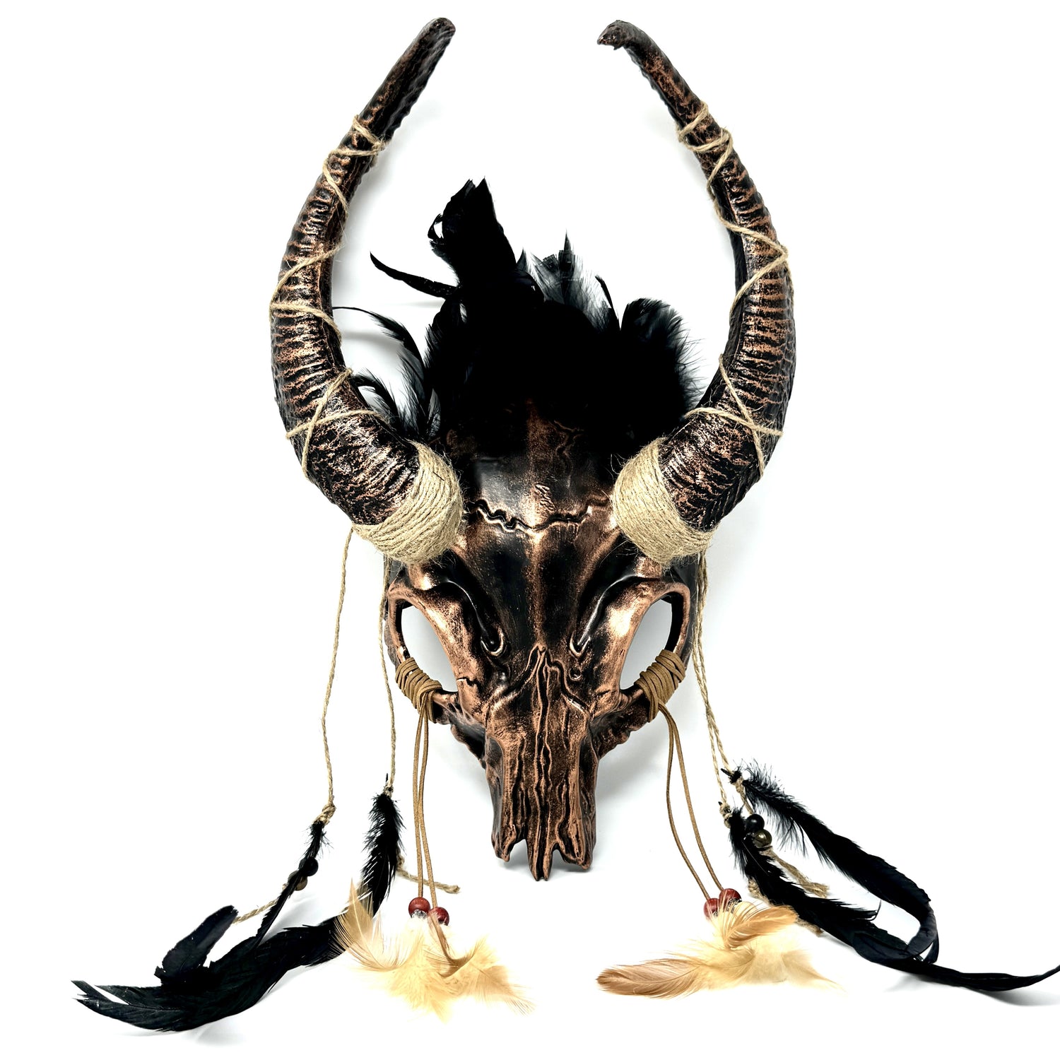 Bronze Krampus Ram Goat Horns Devil Halloween Masquerade Party Mask