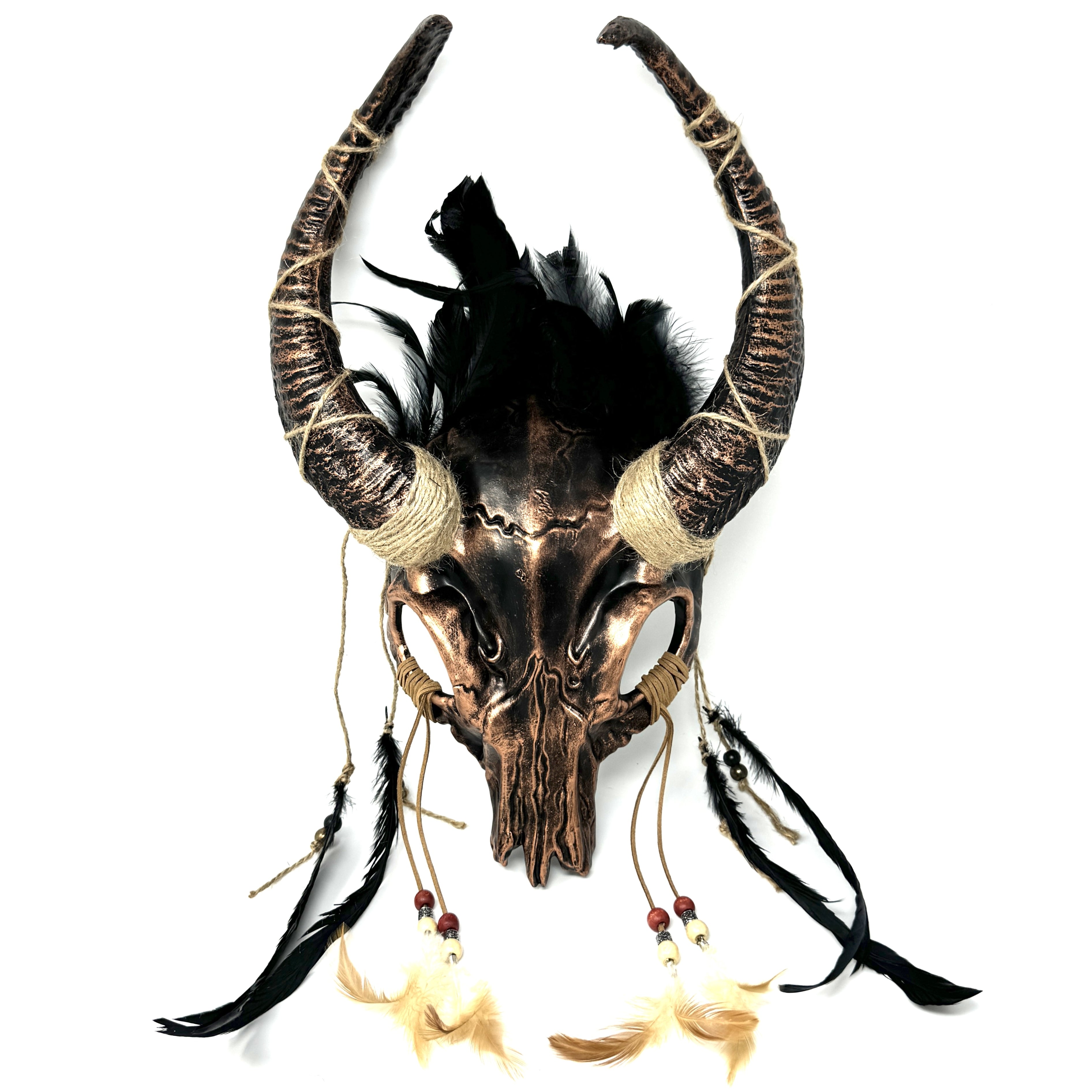 Bronze Krampus Ram Goat Horns Devil Halloween Masquerade Party Mask