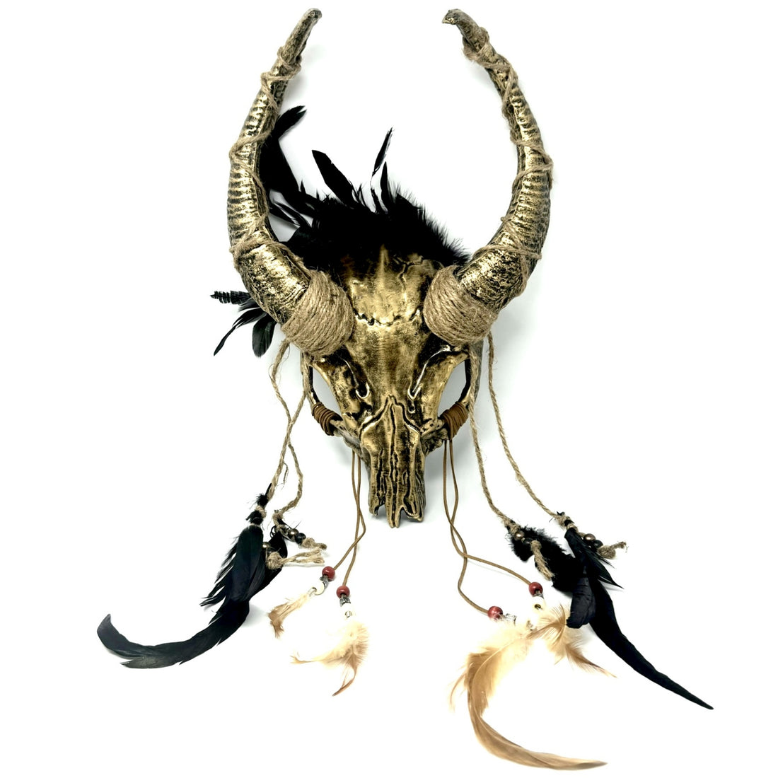 Gold Krampus Ram Goat Horns Devil Halloween Masquerade Party Mask