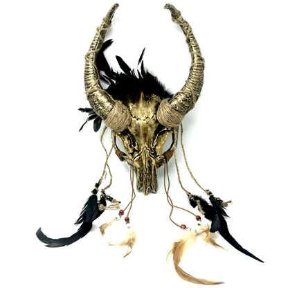 Gold Krampus Ram Goat Horns Devil Halloween Masquerade Party Mask