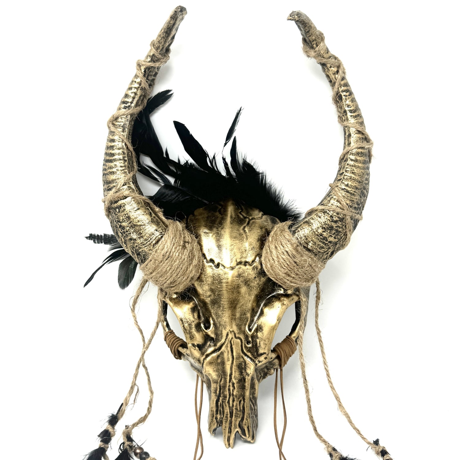 Gold Krampus Ram Goat Horns Devil Halloween Masquerade Party Mask