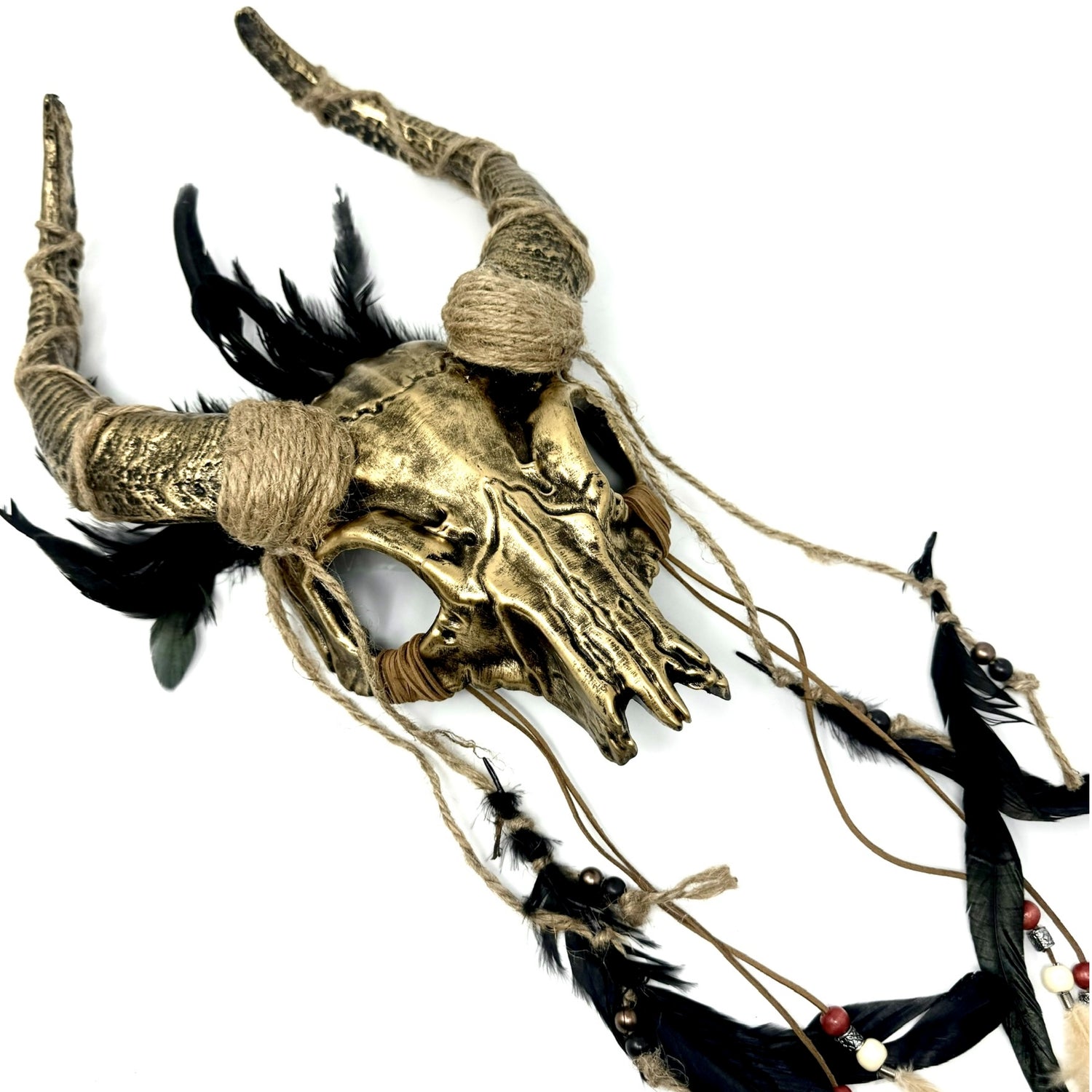 Gold Krampus Ram Goat Horns Devil Halloween Masquerade Party Mask