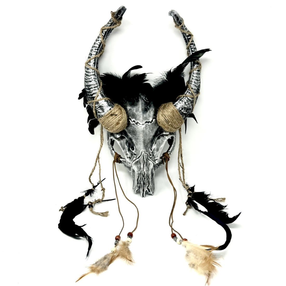 Silver Krampus Ram Goat Horns Devil Halloween Masquerade Party Mask