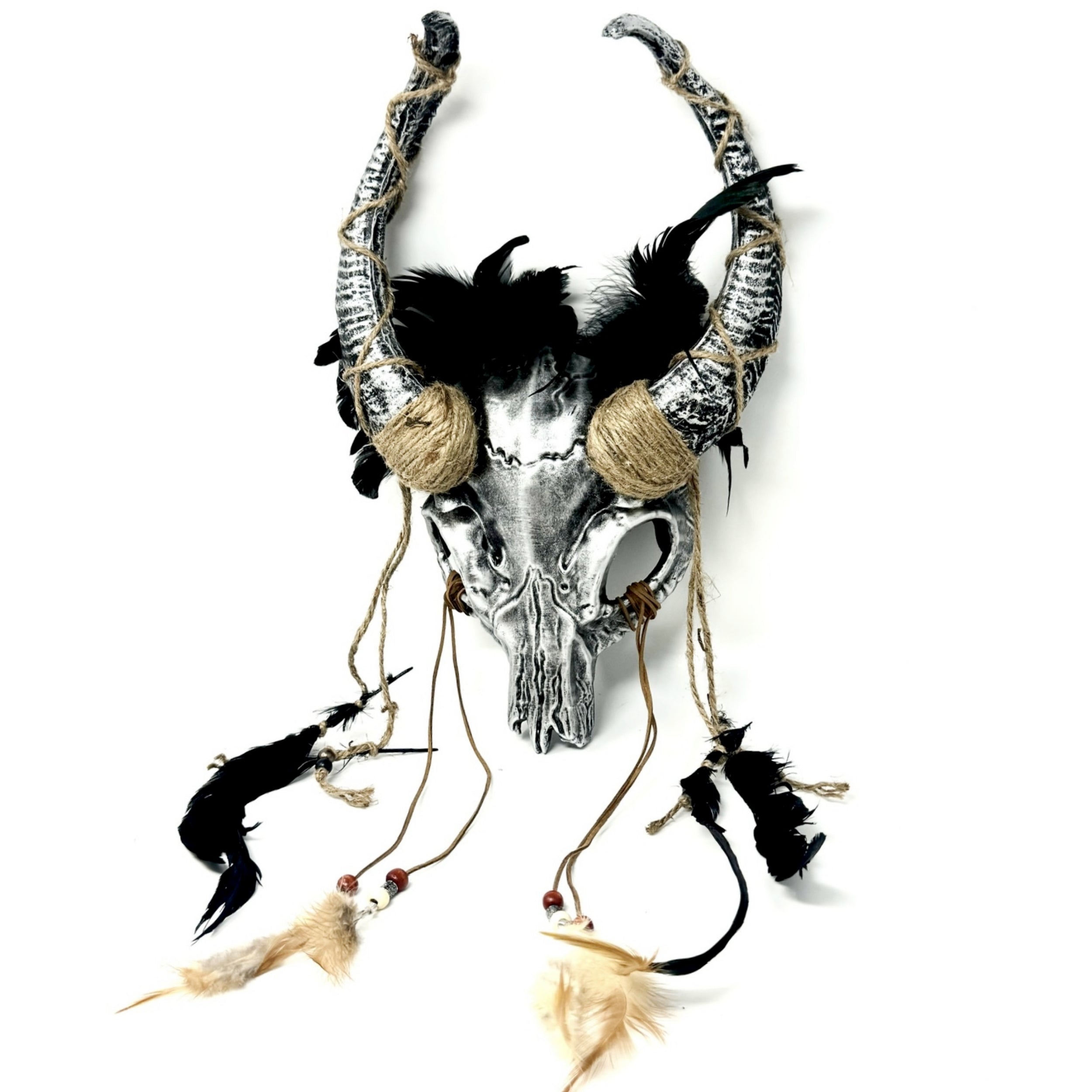 Silver Krampus Ram Goat Horns Devil Halloween Masquerade Party Mask