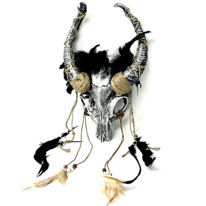 Silver Krampus Ram Goat Horns Devil Halloween Masquerade Party Mask