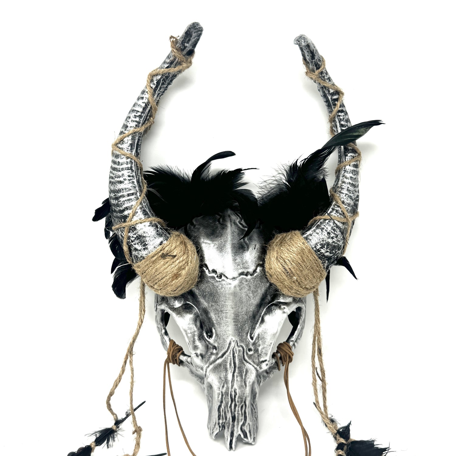 Silver Krampus Ram Goat Horns Devil Halloween Masquerade Party Mask
