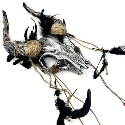 Silver Krampus Ram Goat Horns Devil Halloween Masquerade Party Mask