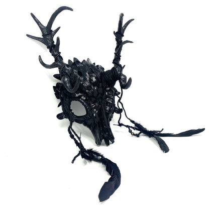 Black Krampus Ram Goat Horns Devil Halloween Masquerade Party Mask