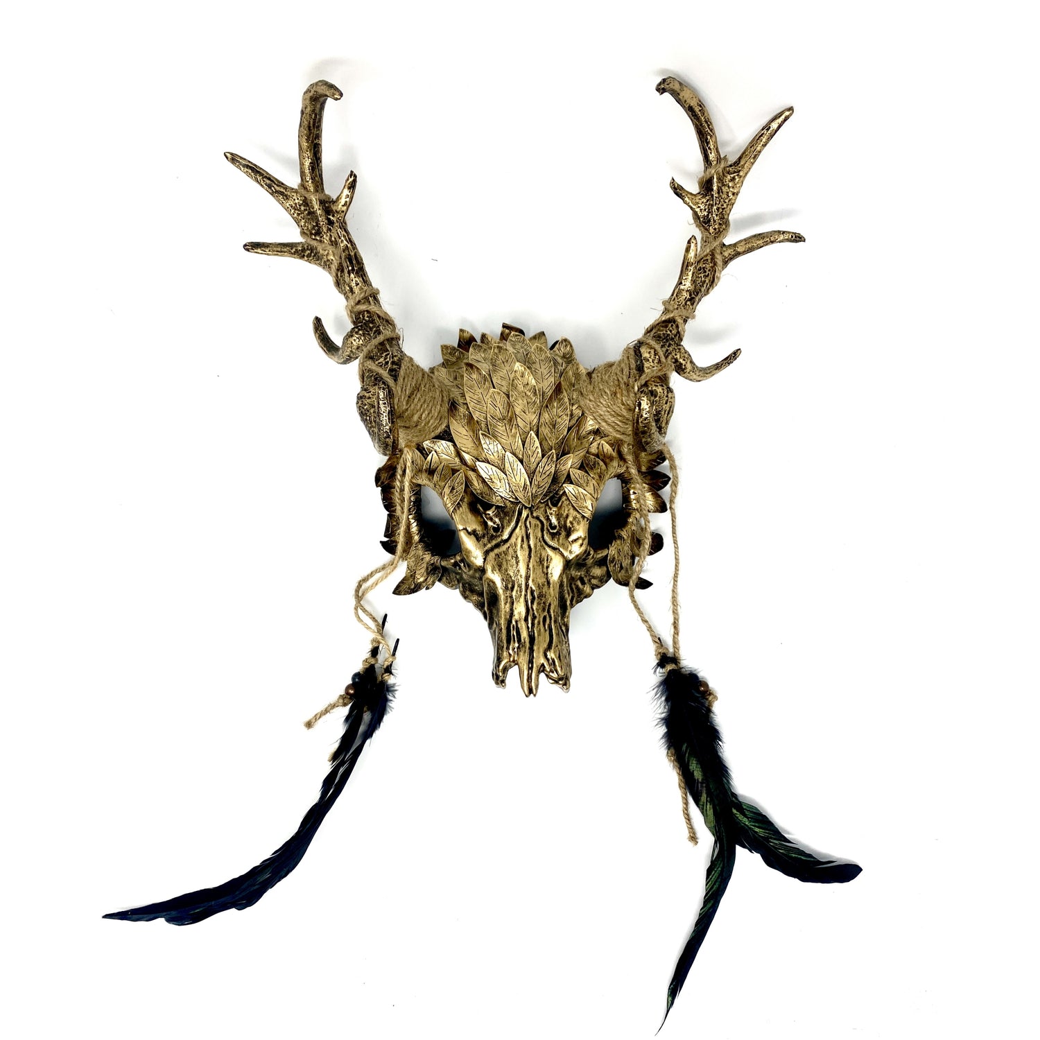 Gold Krampus Ram Goat Horns Devil Halloween Masquerade Party Mask