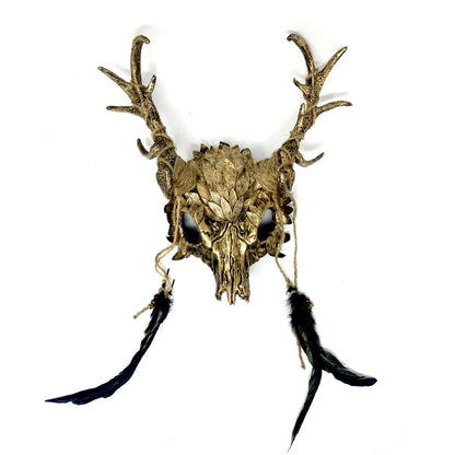 Gold Krampus Ram Goat Horns Devil Halloween Masquerade Party Mask
