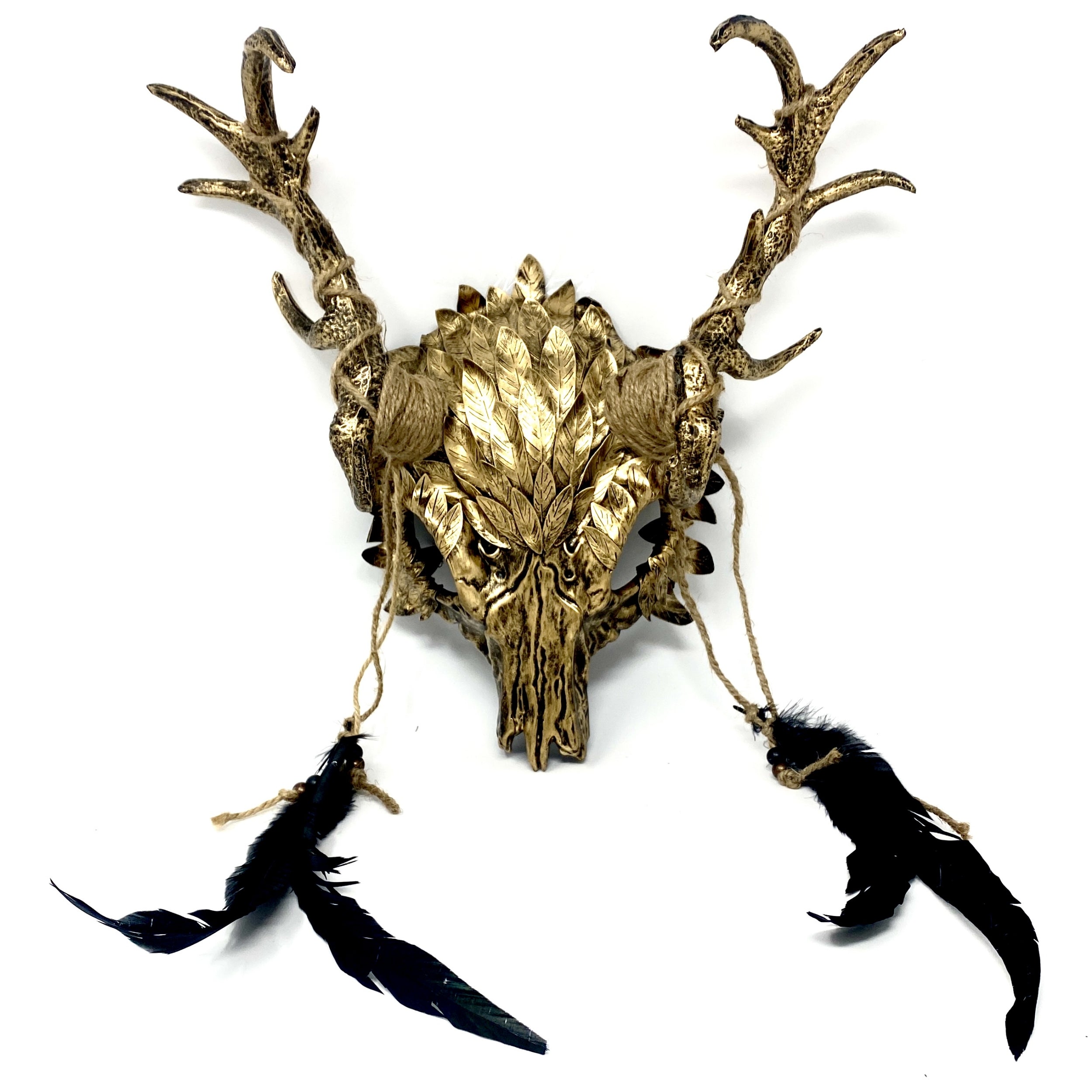 Gold Krampus Ram Goat Horns Devil Halloween Masquerade Party Mask