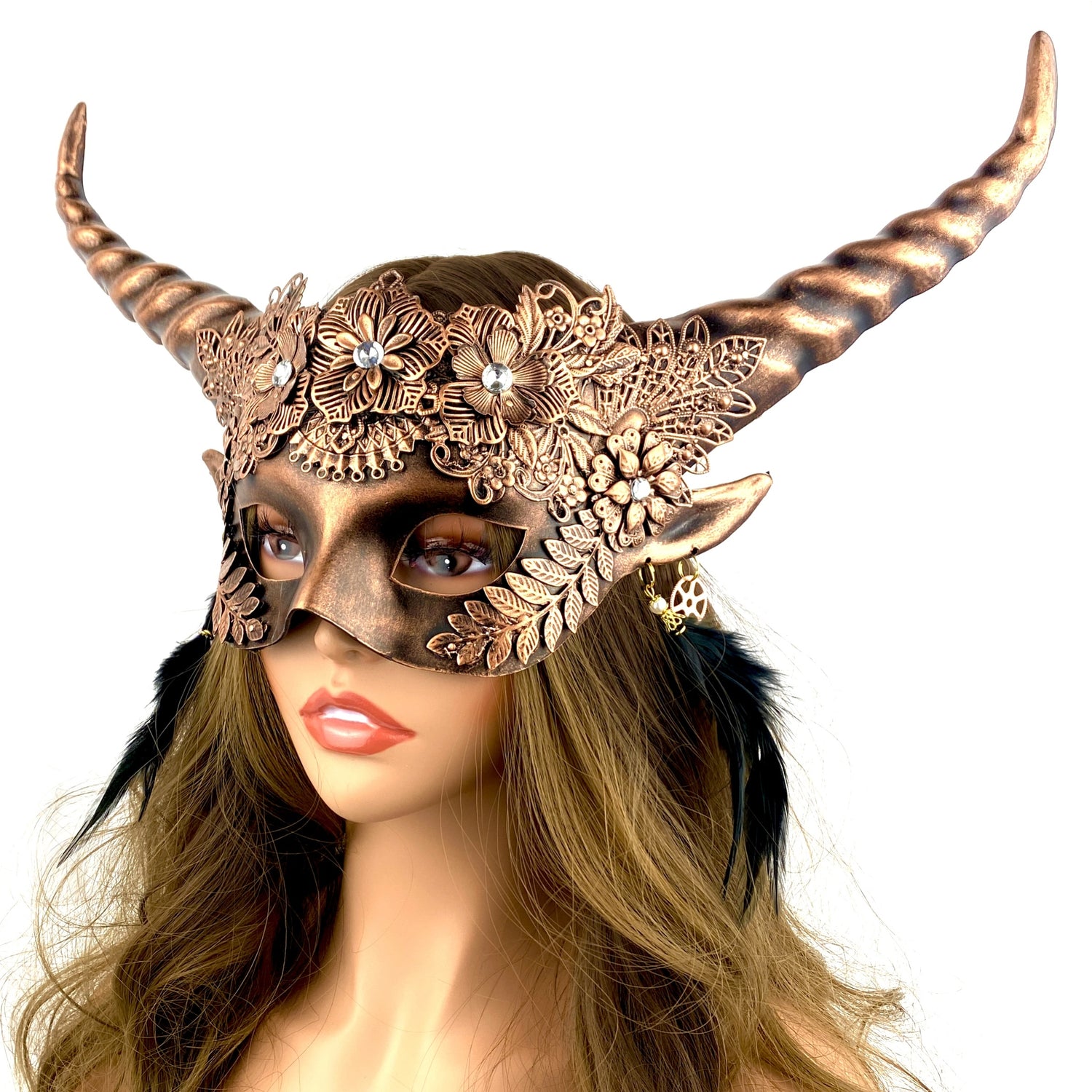 Ram Goat Steampunk Masquerade Mask Devil Headpiece Mask For Costume Halloween Horror Demon Party