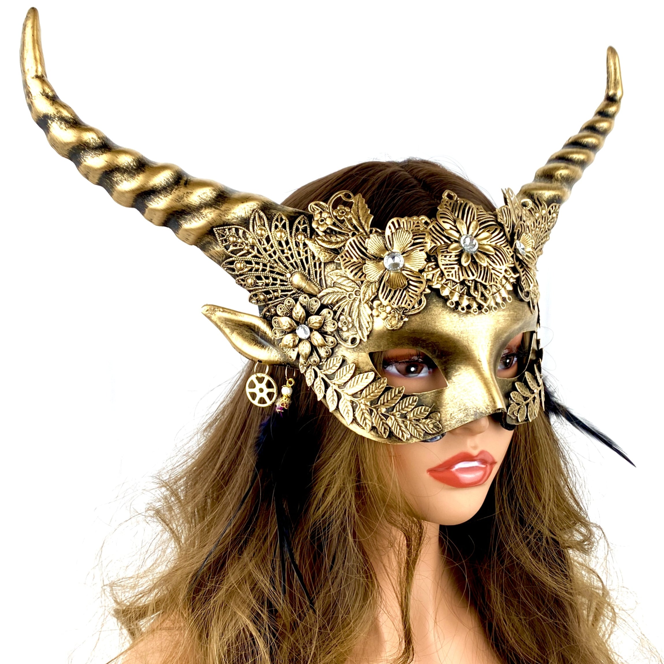 Ram Goat Steampunk Masquerade Mask Devil Headpiece Mask For Costume Halloween Horror Demon Party