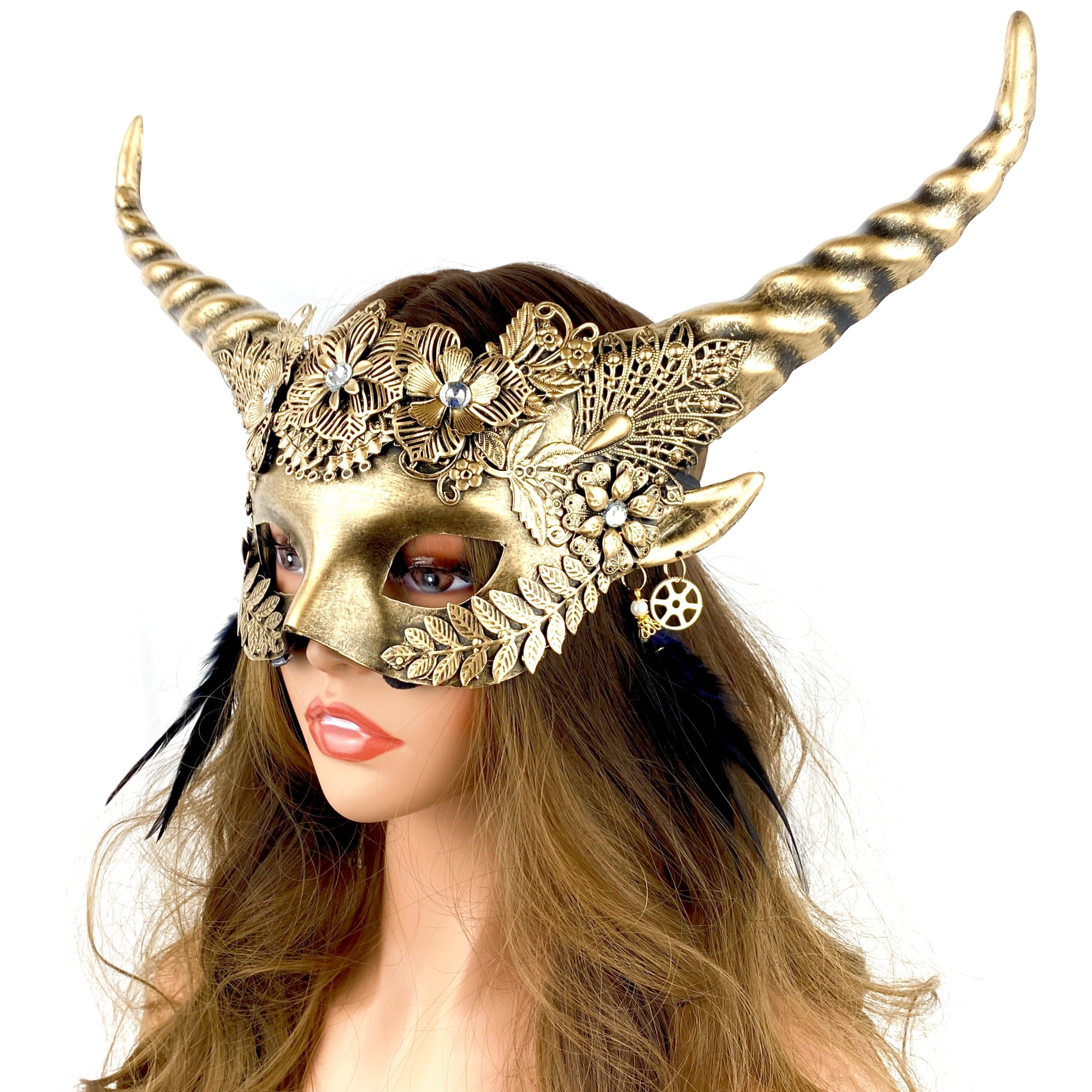 Ram Goat Steampunk Masquerade Mask Devil Headpiece Mask For Costume Halloween Horror Demon Party