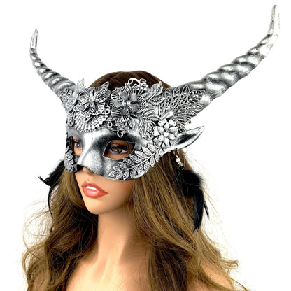 Ram Goat Steampunk Masquerade Mask Devil Headpiece Mask For Costume Halloween Horror Demon Party