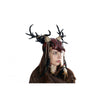 Red Krampus Ram Goat Demon with Horns Devil Halloween Masquerade Mask, Demonic Horned Devil Metallic Finish Mask