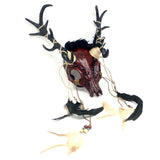 Red Krampus Ram Goat Demon with Horns Devil Halloween Masquerade Mask, Demonic Horned Devil Metallic Finish Mask
