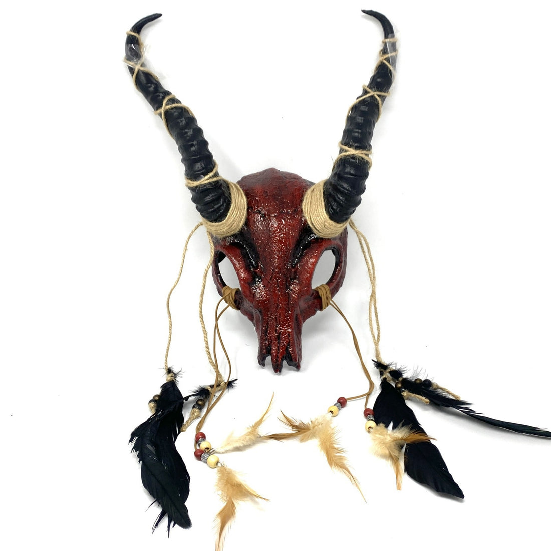 Red Krampus Ram Goat Horns Devil Halloween Masquerade Party Mask