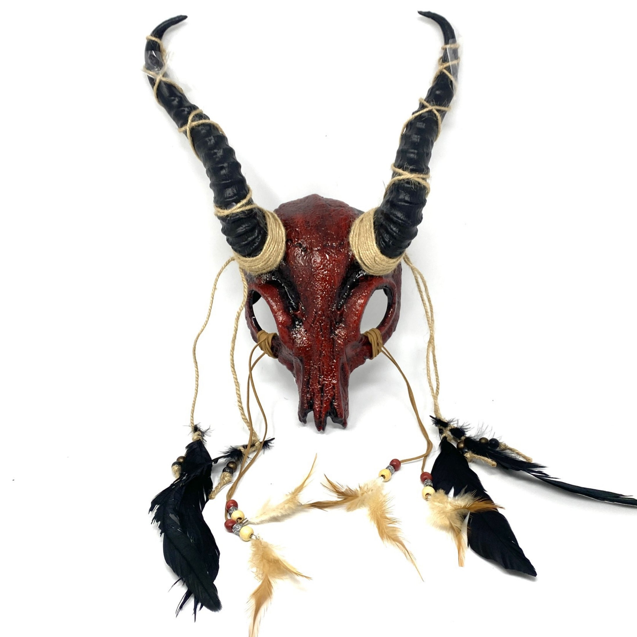 Red Krampus Ram Goat Horns Devil Halloween Masquerade Party Mask