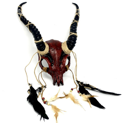 Red Krampus Ram Goat Horns Devil Halloween Masquerade Party Mask