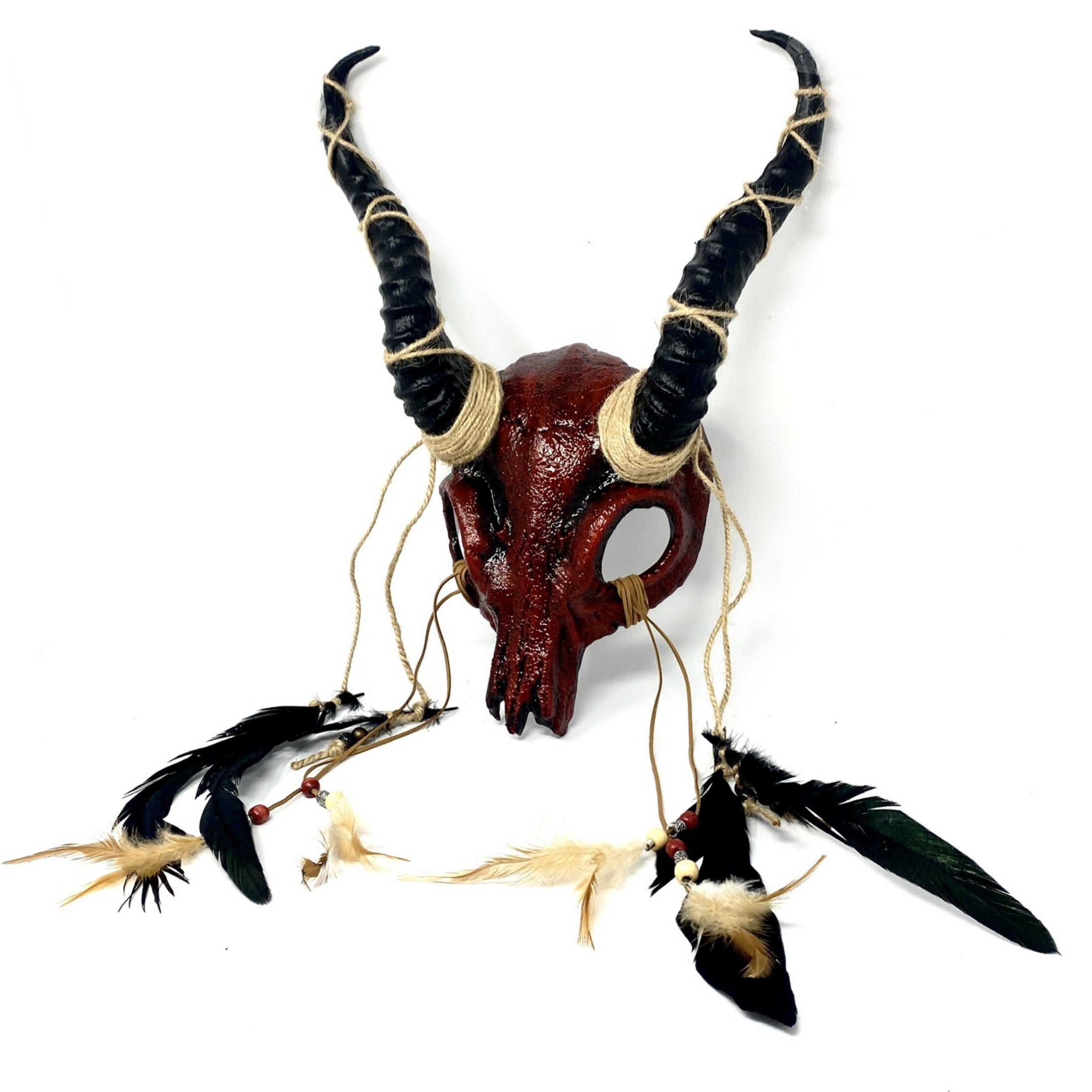 Red Krampus Ram Goat Horns Devil Halloween Masquerade Party Mask