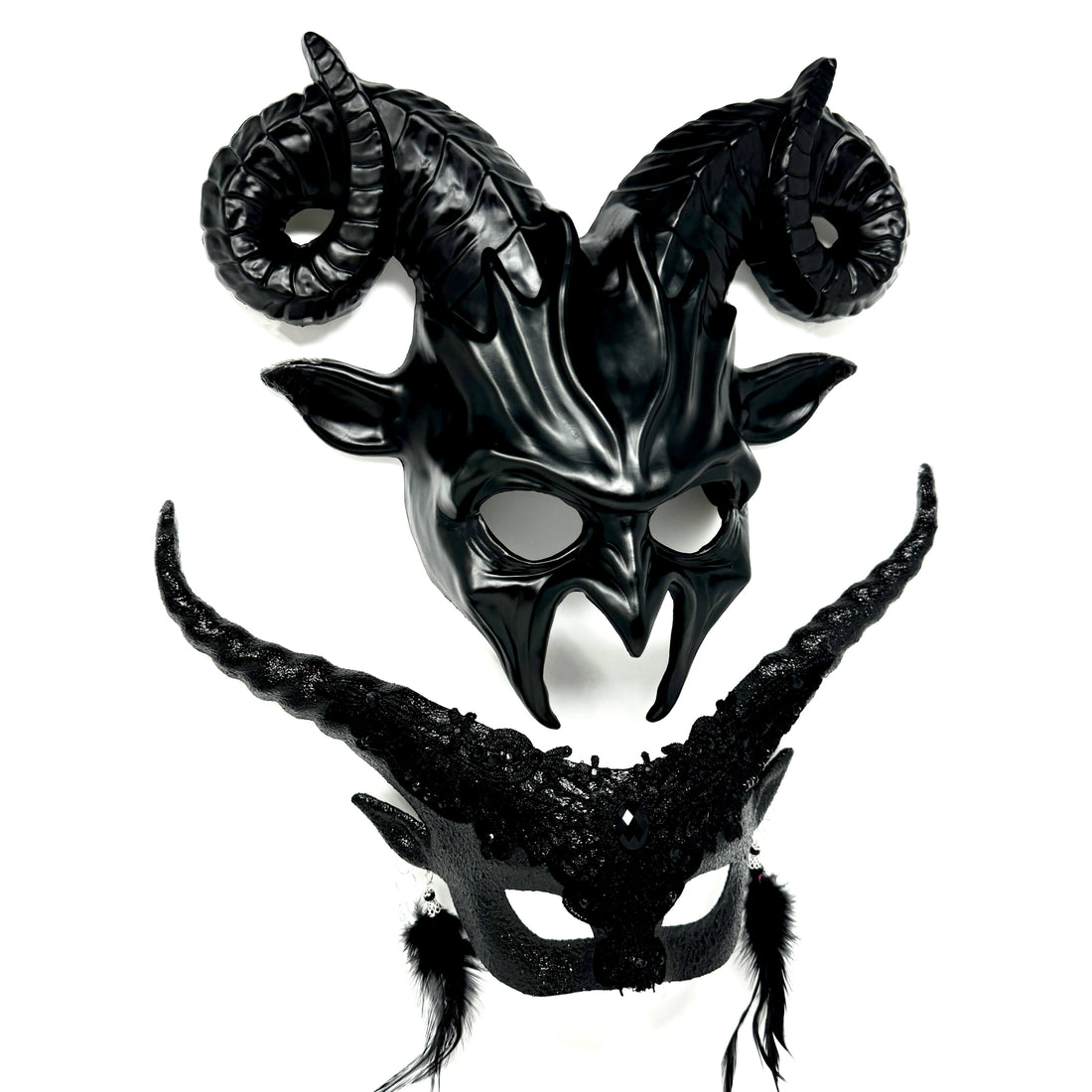 Couples Masquerade Masks, Men Women Devil Demon Goat Horn Costume Mask For Halloween Cosplay Party