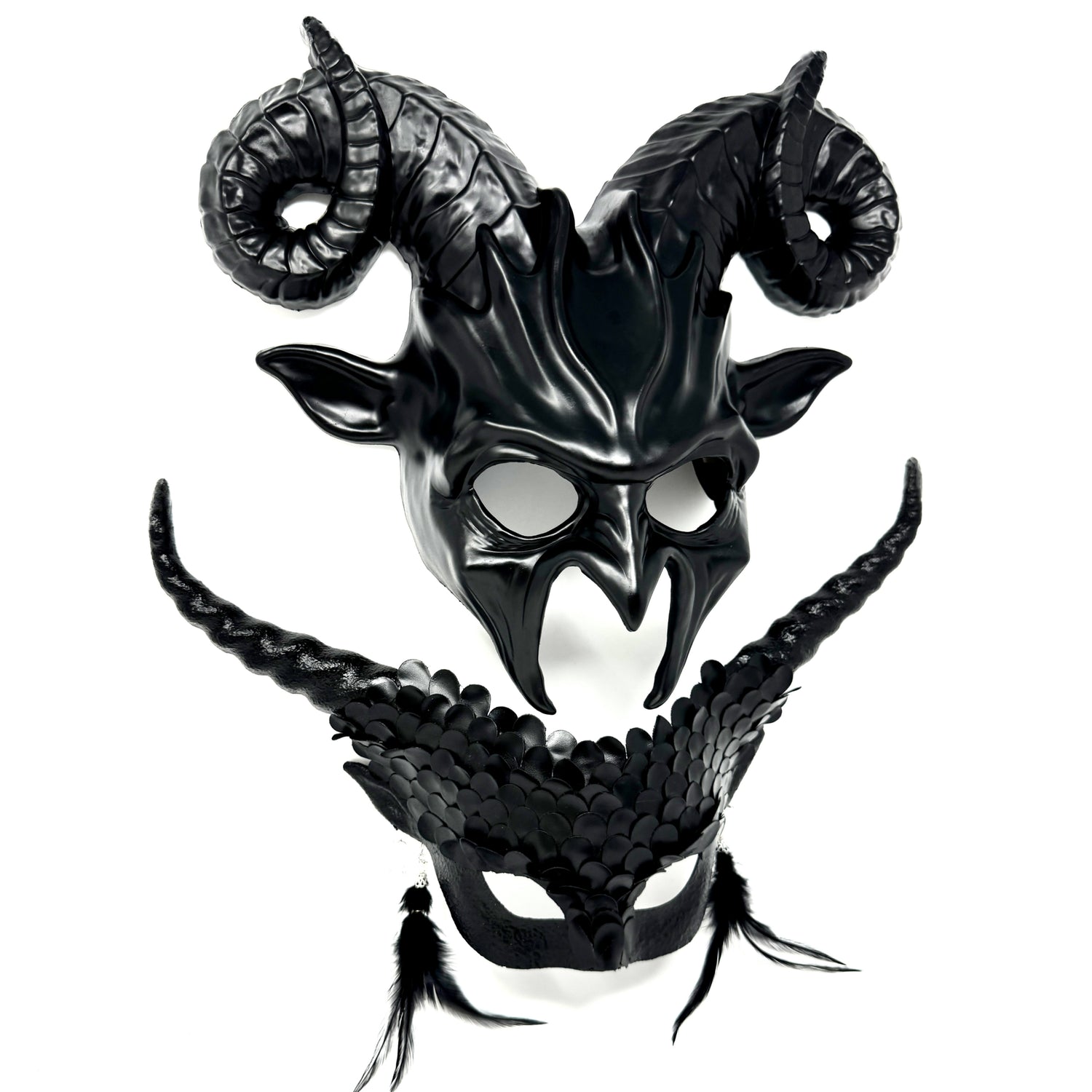 Couples Masquerade Masks, Men Women Devil Demon Goat Horn Costume Mask For Halloween Cosplay Party