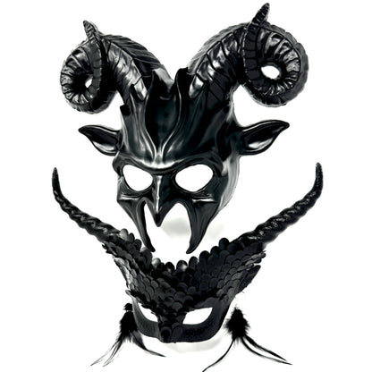 Couples Masquerade Masks, Men Women Devil Demon Goat Horn Costume Mask For Halloween Cosplay Party