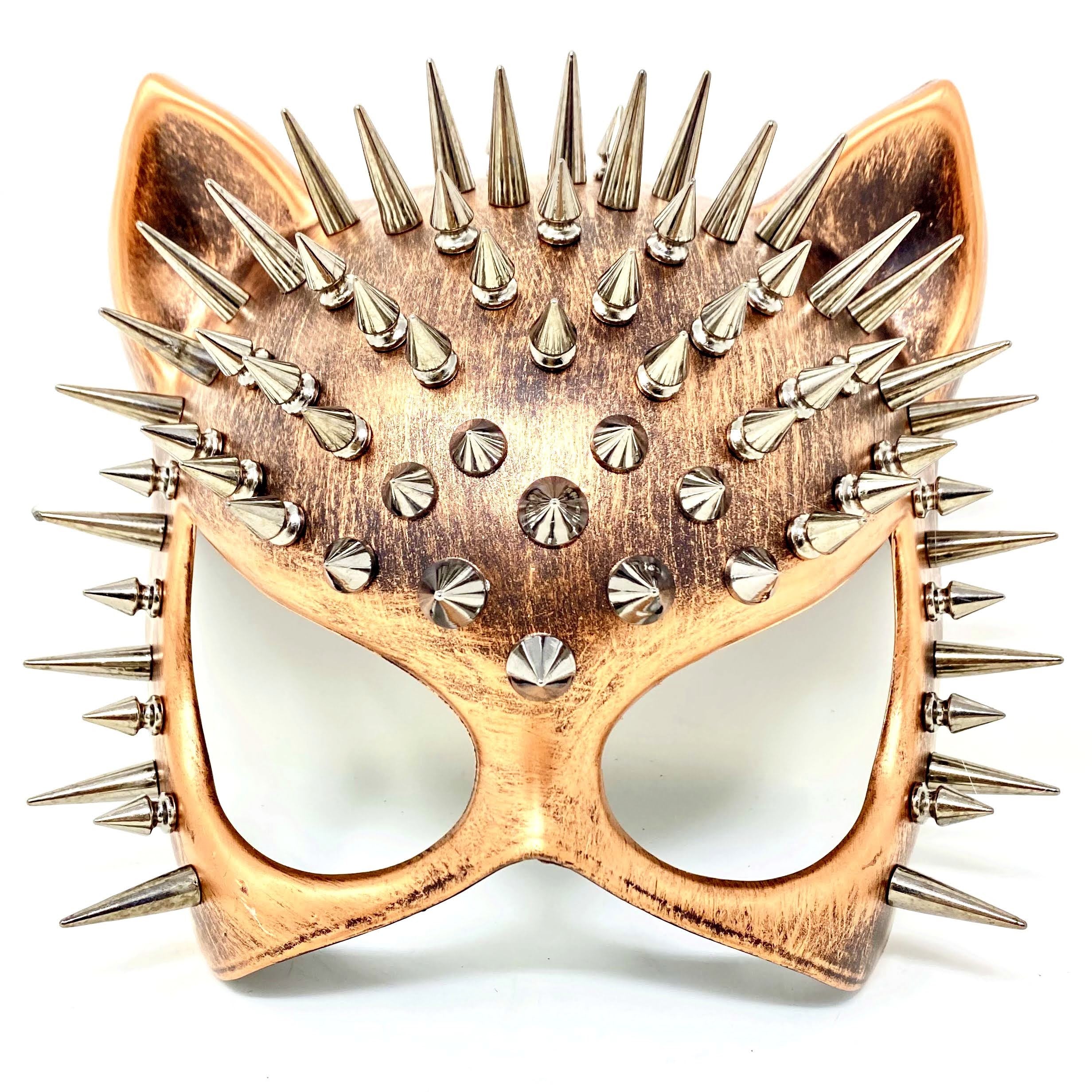 Bronze Steampunk Cat Masquerade Mask