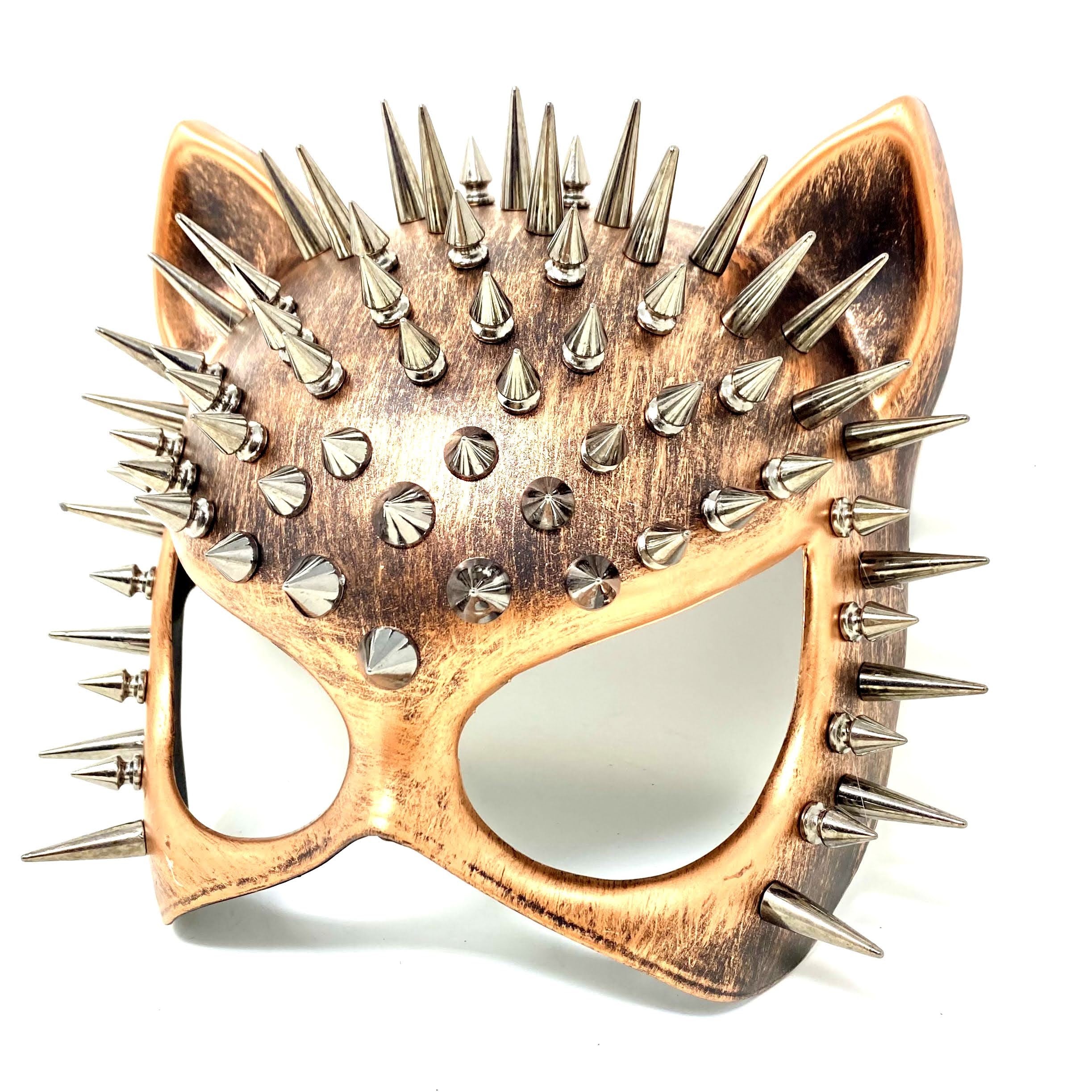 Women Metallic Steampunk Mask Masquerade Cat Face Mask For Halloween Christmas Ball Party